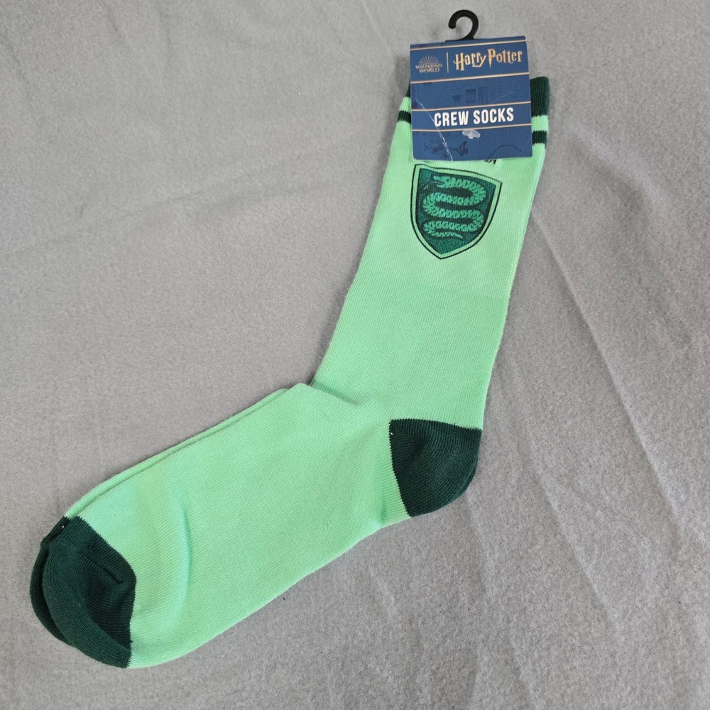 Harry Potter Slytherin Crew Socks Mint‎ Green House Crest Wizarding World New